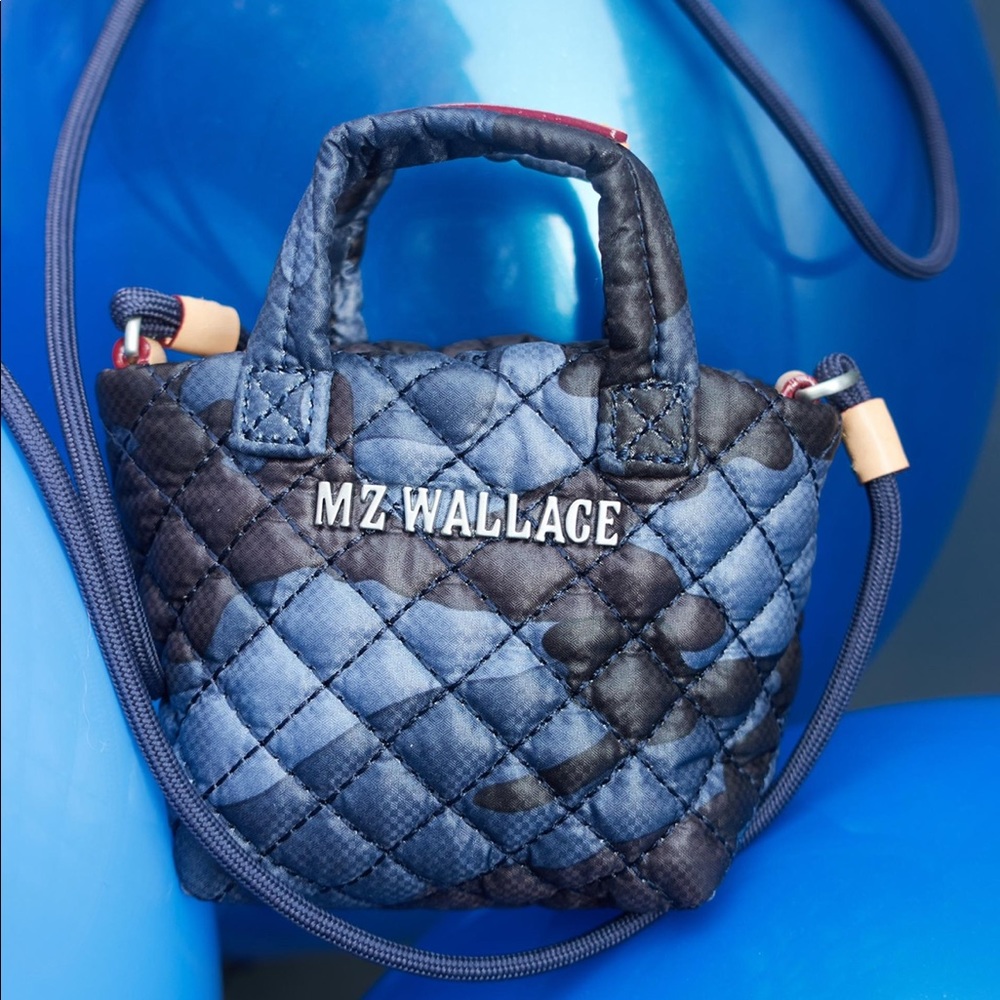 NWT MZ Wallace Dark Blue Camo Tiny Metro Tote